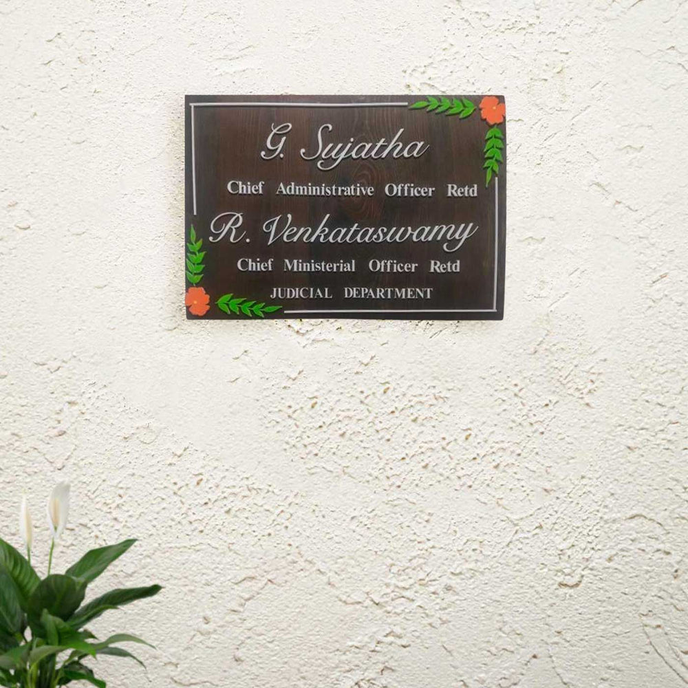 Personalized Profession Pine Wood Name Plate - Mounted on Wall Showing Placement