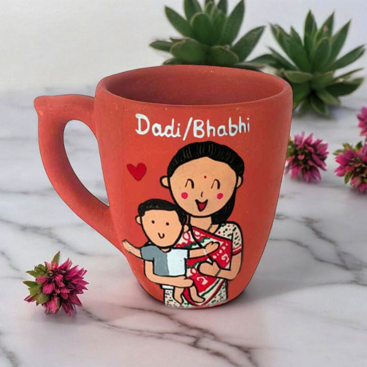 Handpainted Personalised 3D Terracotta Mug with Caricatures