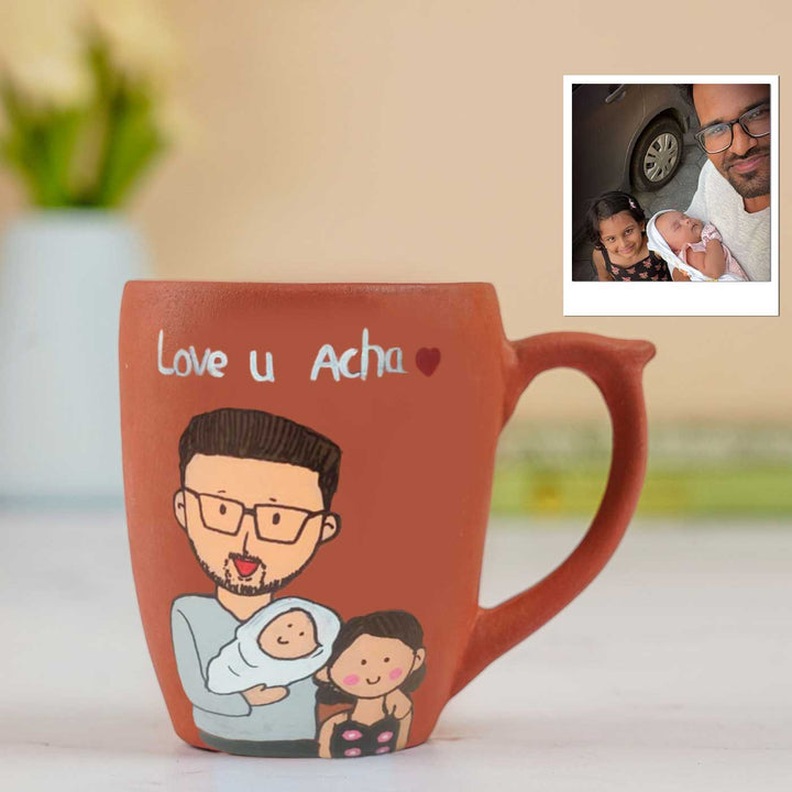 Handpainted Personalised 3D Terracotta Mug with Caricatures