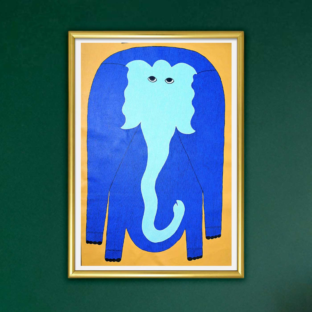 15 x 22 Inch | Elephant | Original Hand Painted Tribal Gond Art Painting | Acrylic Paints On Canvas