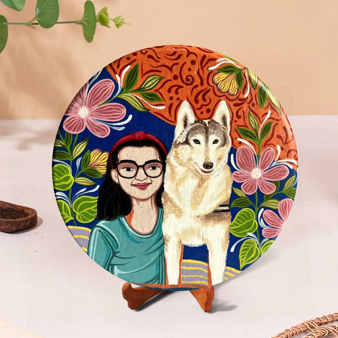 10 Inch | Photo Personalized Hand Painted Pop Art Illustrated Caricature Wall Plate With Stand