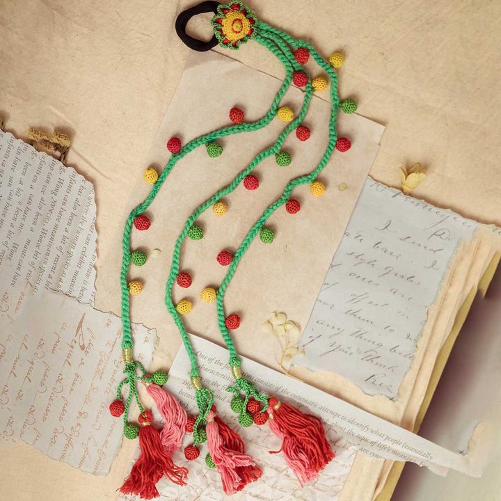 Handmade Crochet Guncha Multicolored Bead Parandi