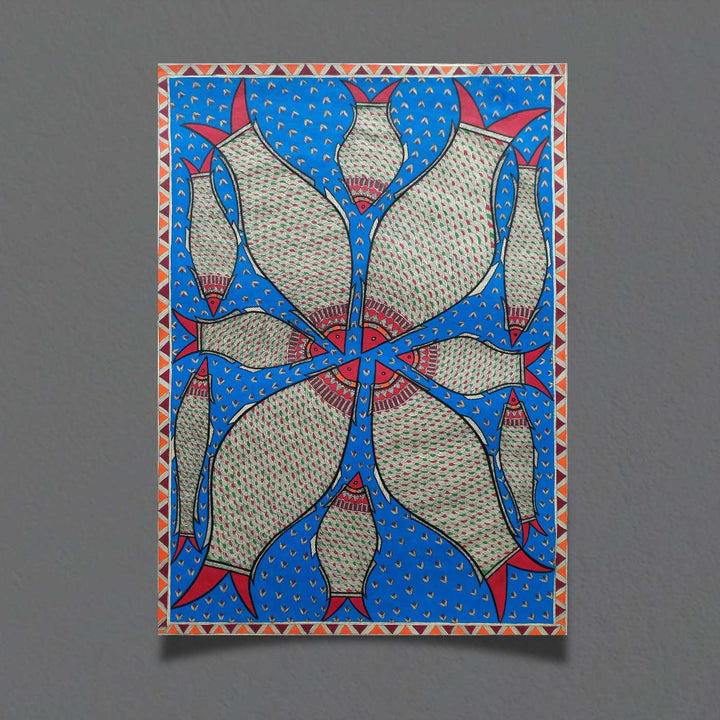22 x 30 Inch | Family Of Fishes | Original Hand Painted Madhubani Painting | Natural Pigments On Paper