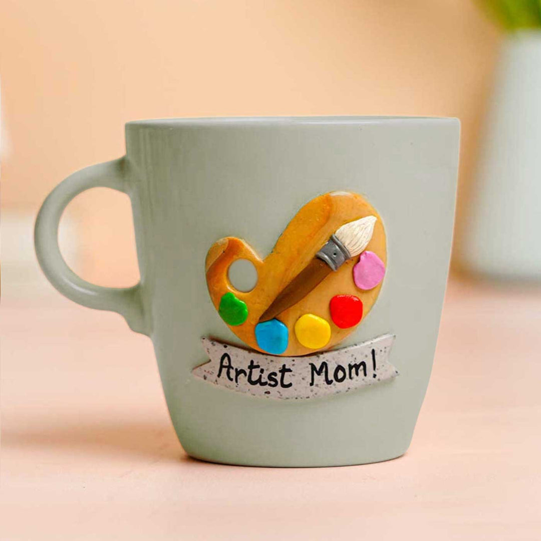 Personalized Hand-Painted Polymer Clay Artist Theme Ceramic Mug