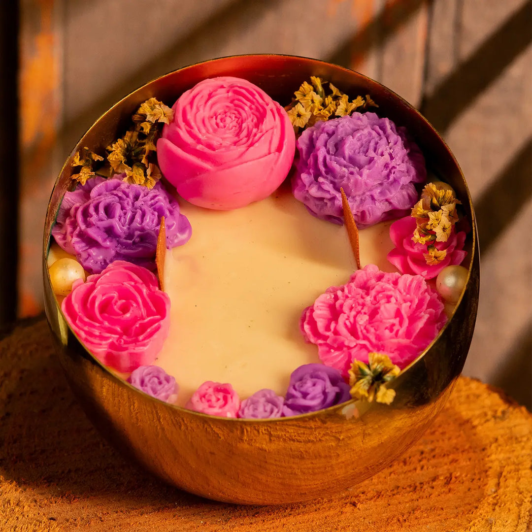 3 Inch | Handmade Floral Soy Wax Scented Urli Diya