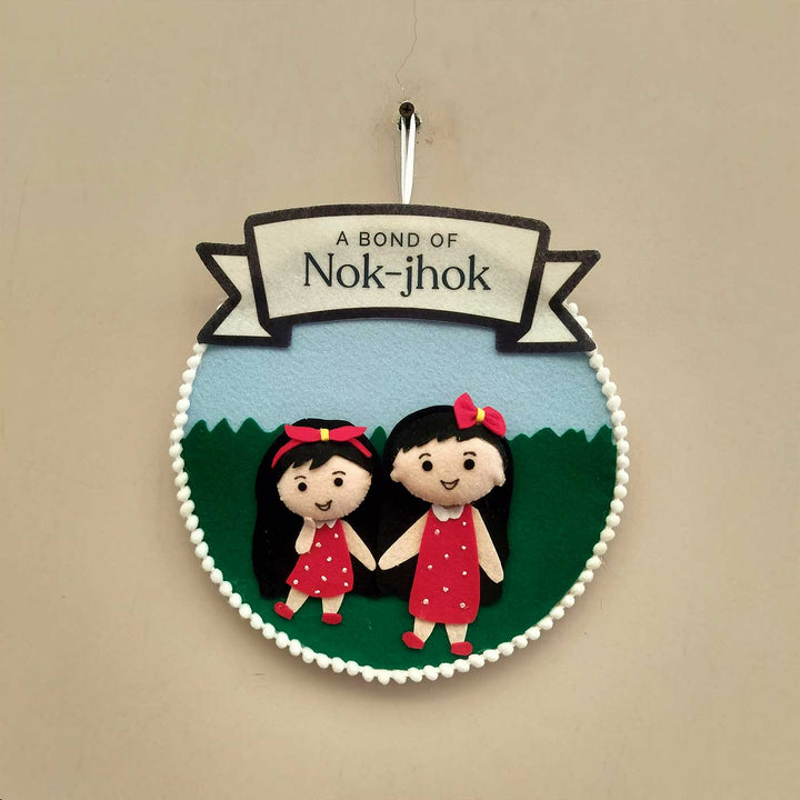 Handmade Love Nok Jhok Theme Felt Decorative Plaque For Sisters