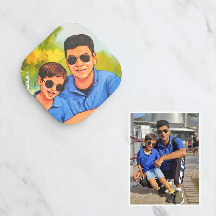Photo Personalized Hand-Painted Dad Theme MDF Wood Fridge Magnet