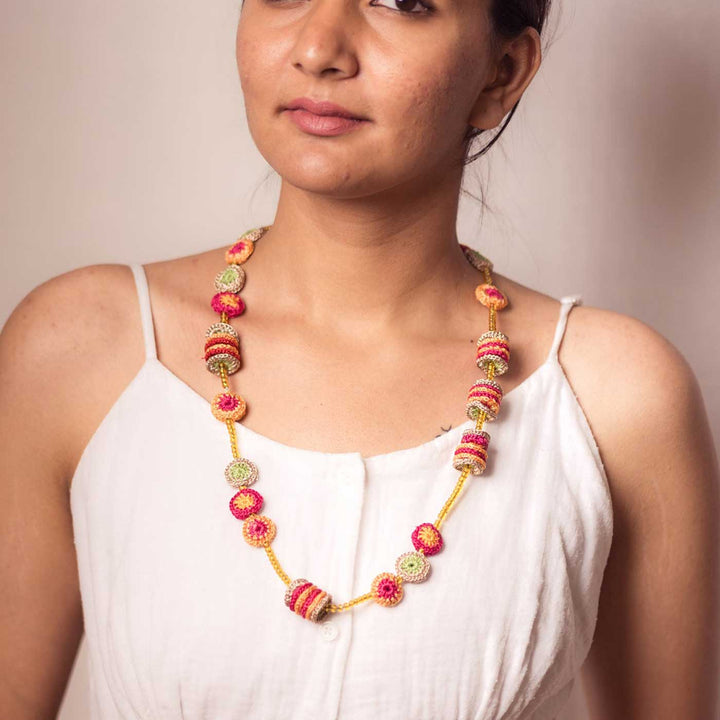 Handmade Crochet Gulnaar Jhilmil Tikkis Necklace