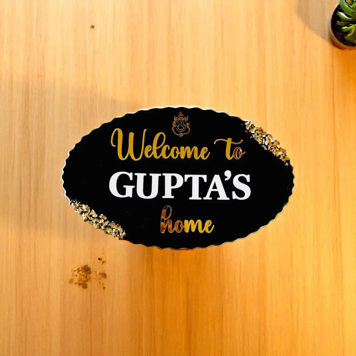 Personalized Oval Black Resin Name Plate