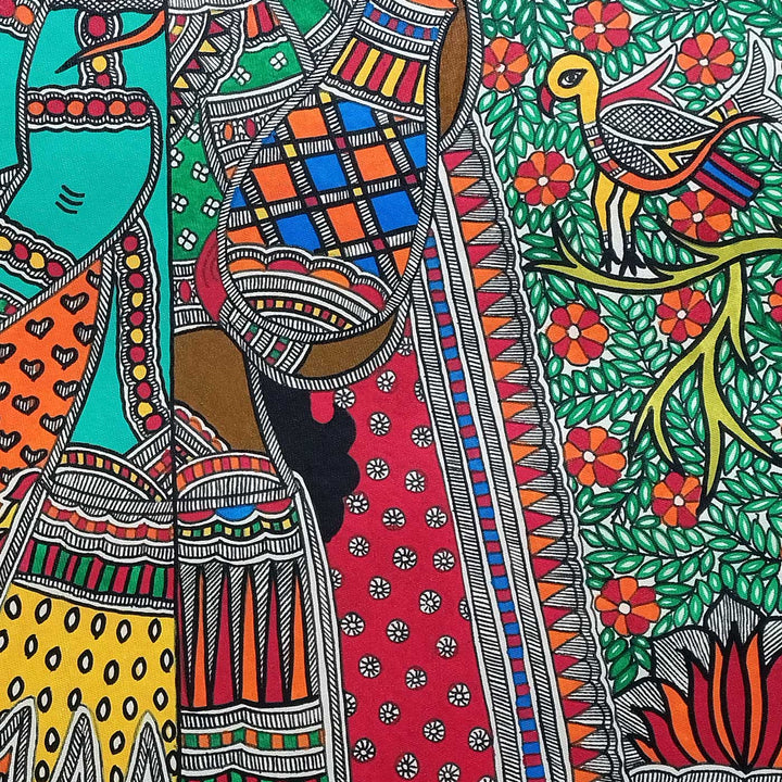 22 x 30 Inch | Half Shiva, Half Shakti | Original Hand Painted Madhubani Painting | Natural Pigments On Paper