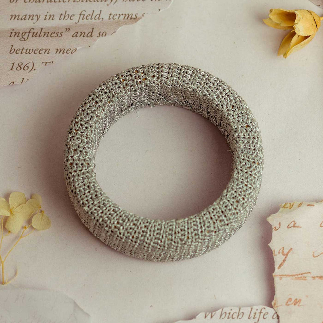 Handmade Crochet Rangat Silver Zari Chunky Bangle