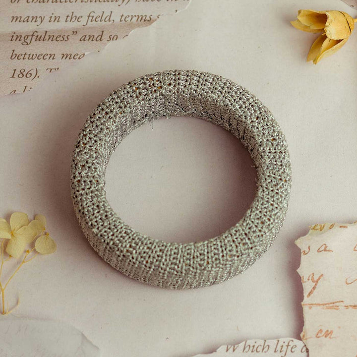 Handmade Crochet Rangat Silver Zari Chunky Bangle