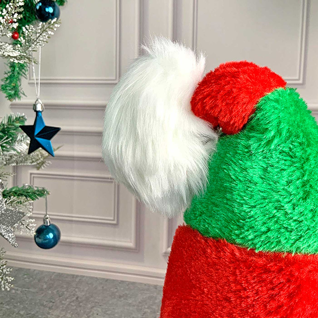 Handmade Green & Red Stripes Furry Velvet Santa Hat | Xmas Gifting Ideas