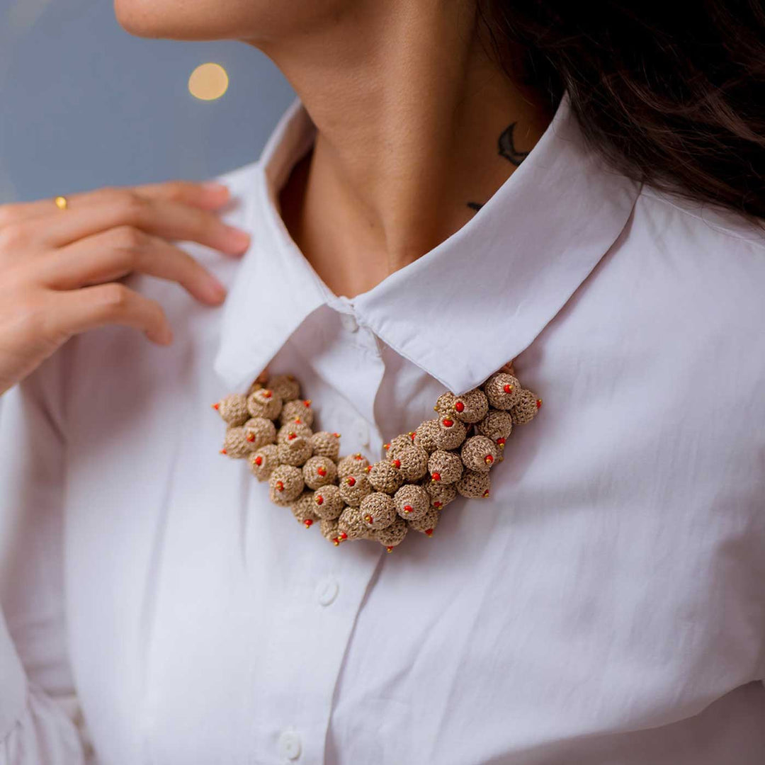 Handmade Crochet Rose Gold Devi Necklace