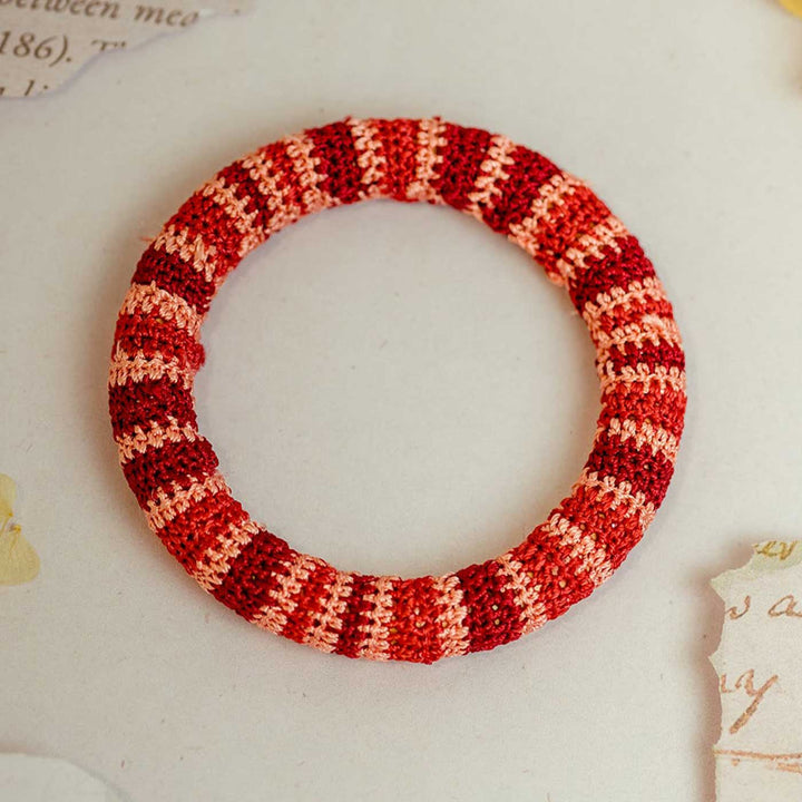 Handmade Crochet Rangat Red Striped Bangle