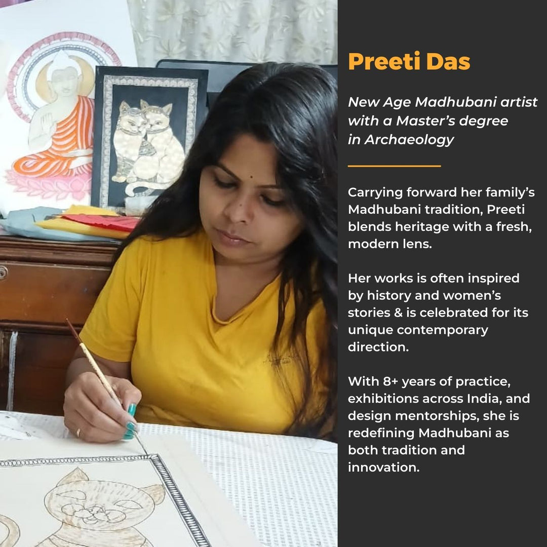 24 x 16 Inch | Radha Krishna Raas | Original Hand Painted Madhubani Painting | Acrylic Paints On Paper