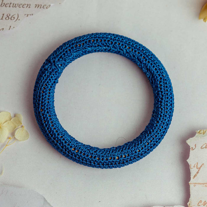 Handmade Crochet Rangat Blue Solid Bangle