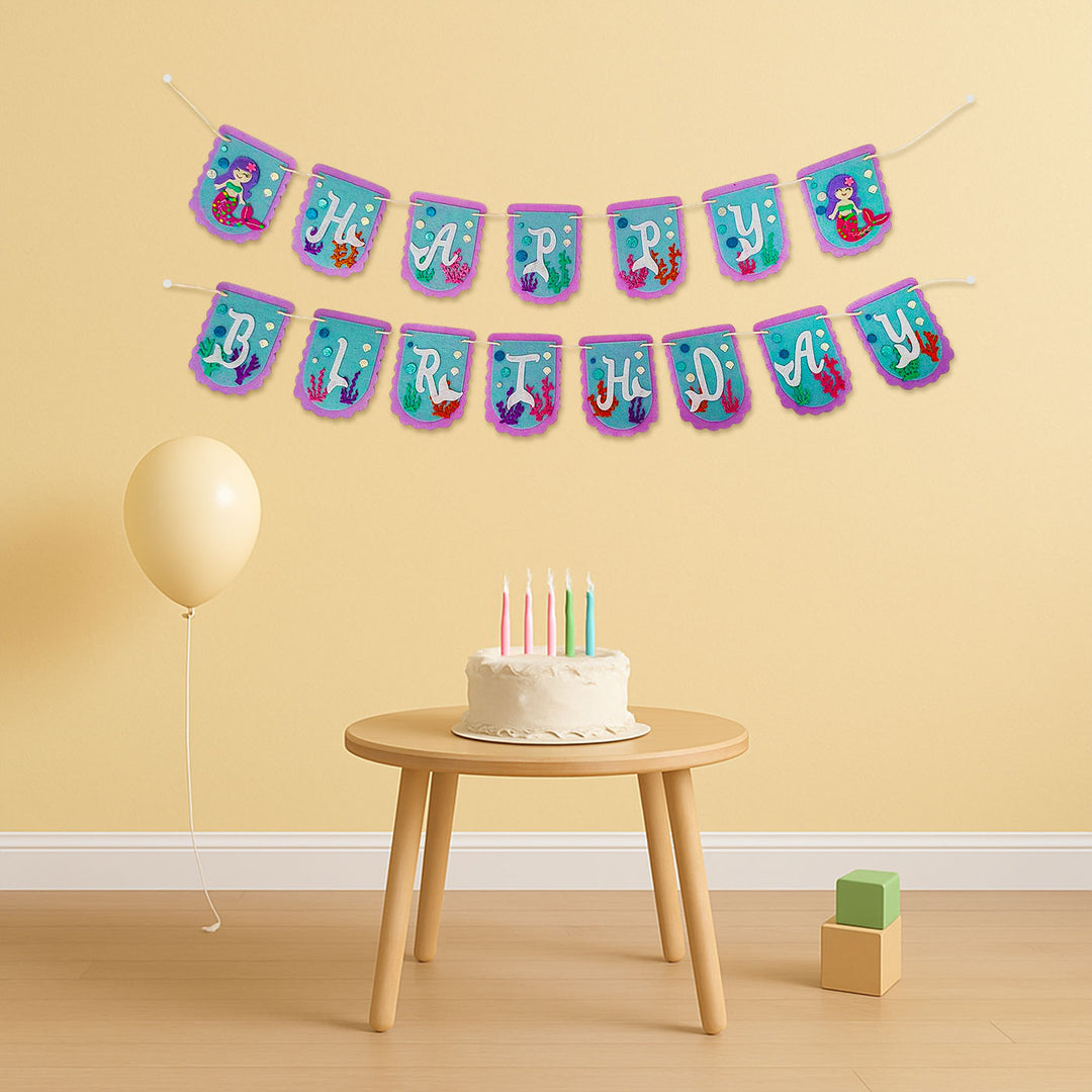 Handmade Mermaid Theme Felt Happy Birthday Banner