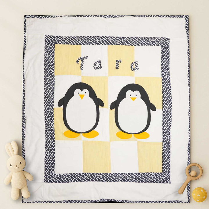 Personalized Penguin Theme Cotton Quilt For Kids