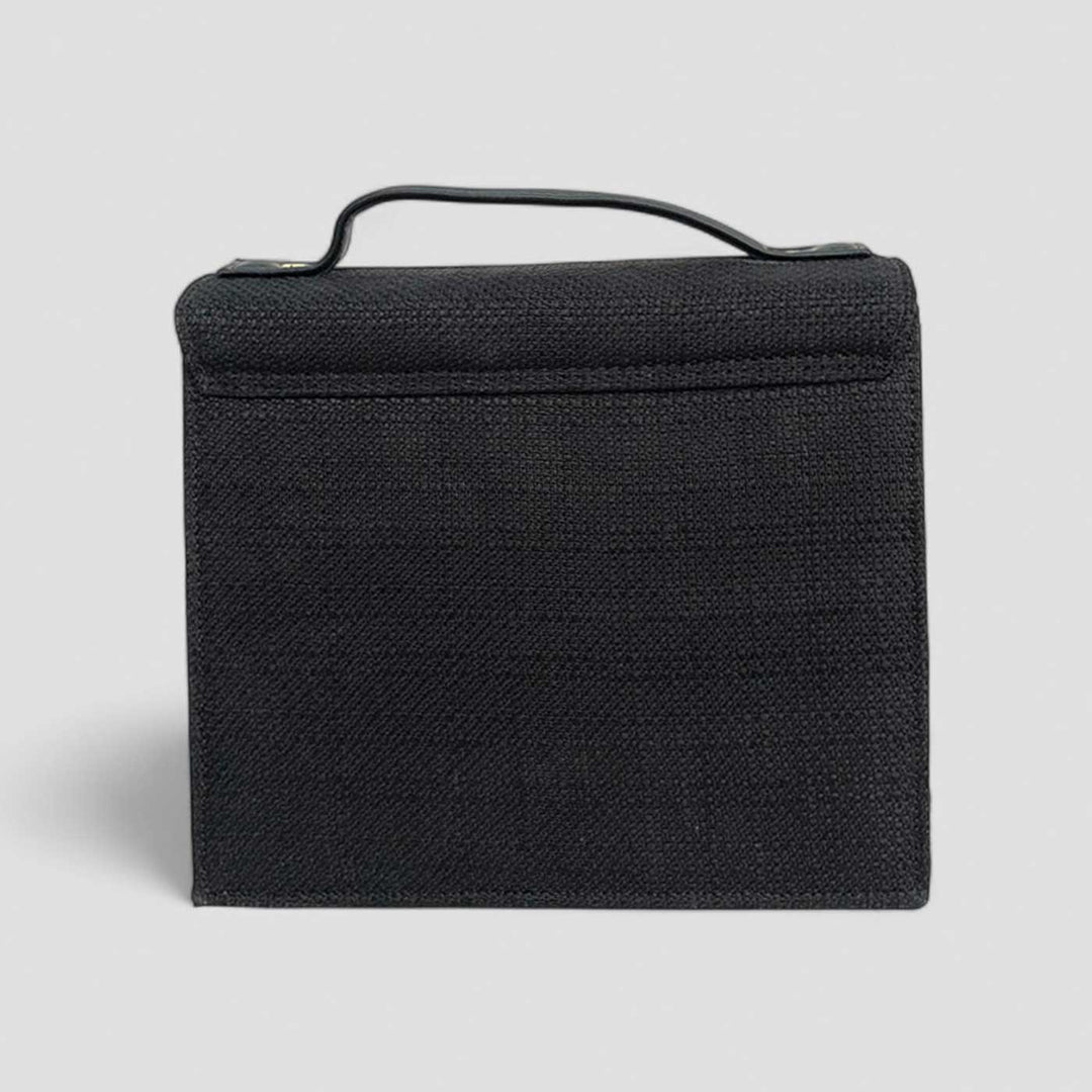 Handmade Embroidered Bird Design Black Matrix Sling Bag