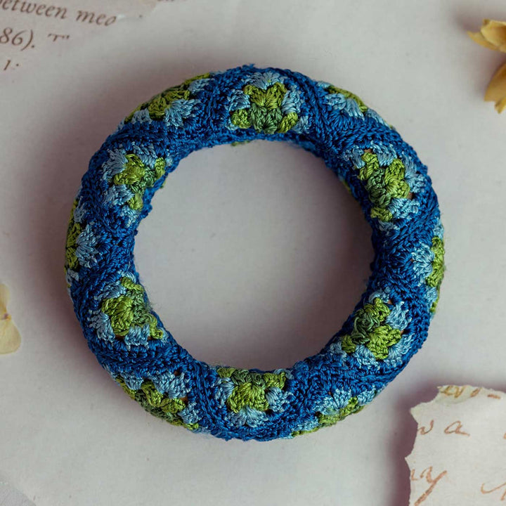 Handmade Crochet Rangat Blue And Green Chunky Bangle