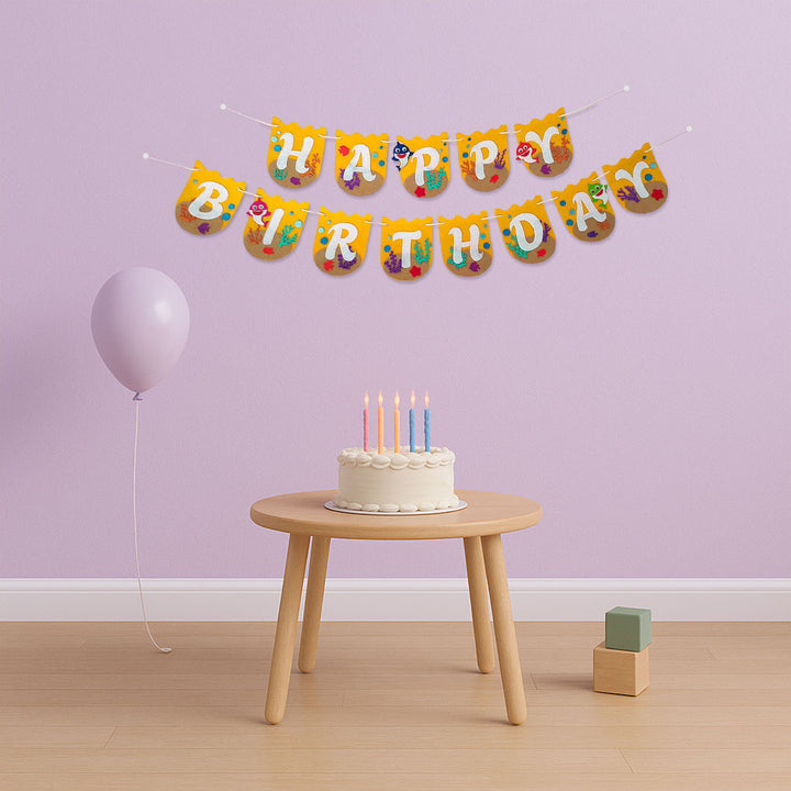 Handmade Baby Shark Theme Felt Happy Birthday Banner