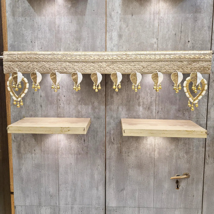 Hand Embroidered Beaded Gold & White Designer Toran