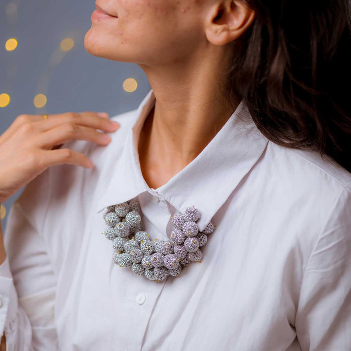 Handmade Crochet Silver Devi Necklace