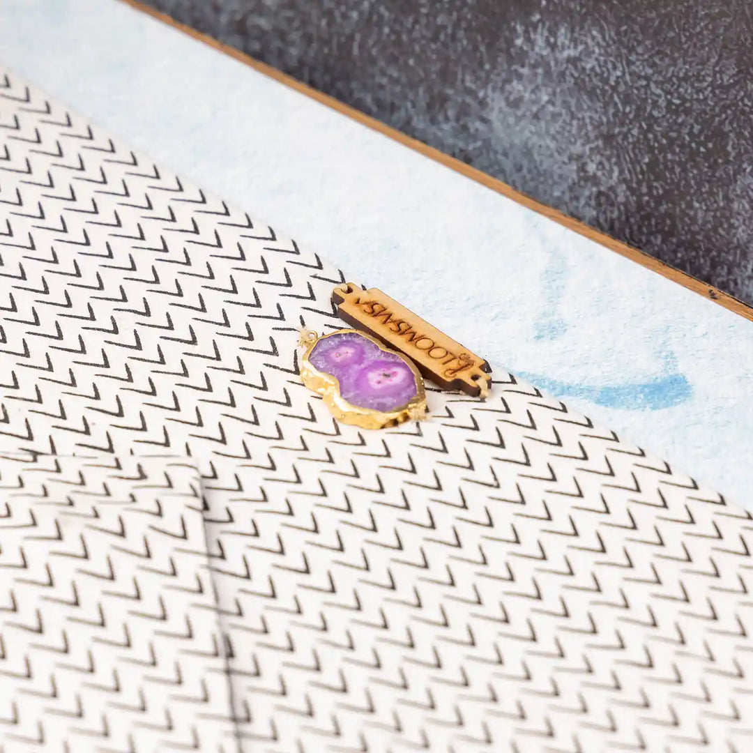 Black And White Cotton Ecofriendly iPad Envelope Sleeve With Agate | 12 x 9 inch