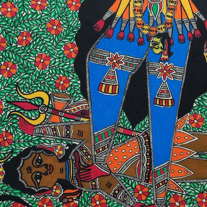 22 x 30 Inch | Goddess Kali | Original Hand Painted Madhubani Painting | Natural Pigments On Paper