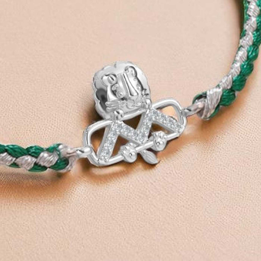 Handmade Lion Design Silver Rakhi For Brother - Close-up of Charm Detail