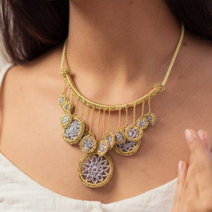 Handmade Crochet Shimmer Araa Necklace