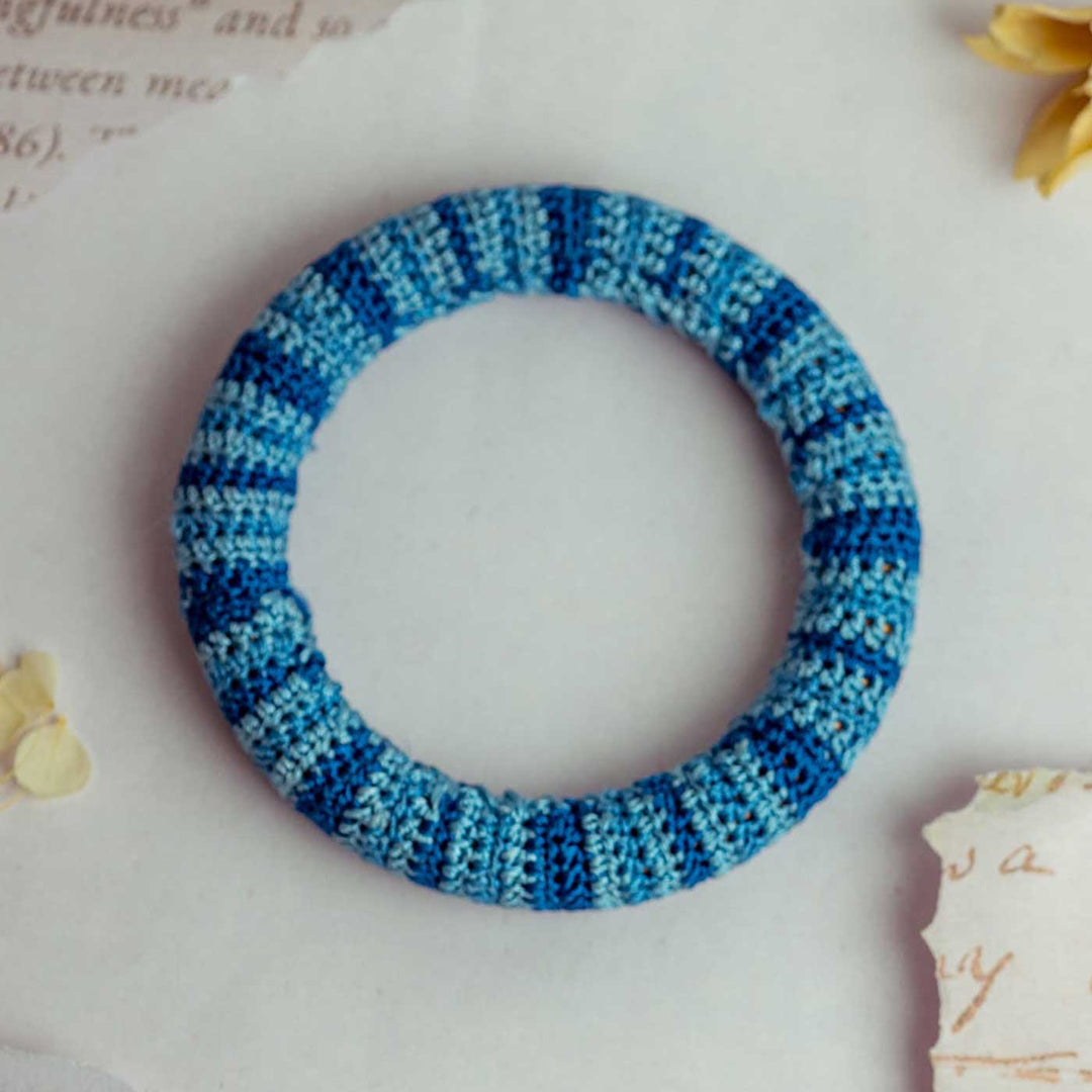 Handmade Crochet Rangat Blue Striped Bangle