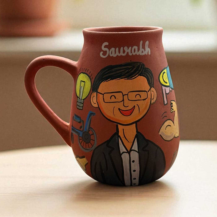 Handpainted Photo Personalized Hobby Theme Clay Mug With Doodles