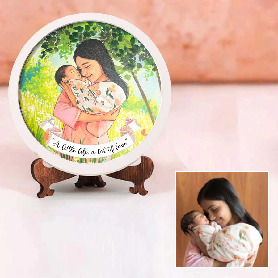 Photo Caricature Name Plate With Stand Copy 2 - Front View on Display Stand