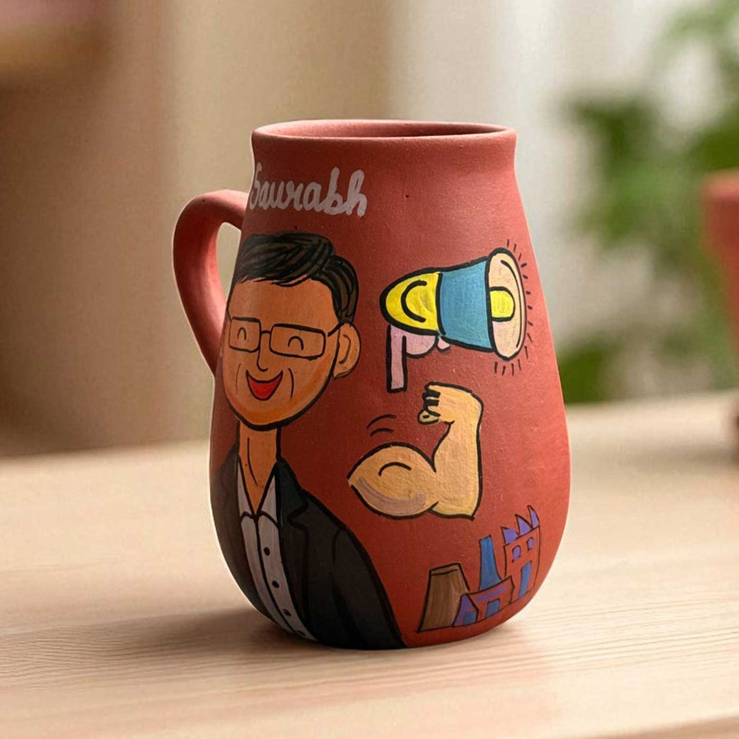 Handpainted Photo Personalized Hobby Theme Clay Mug With Doodles