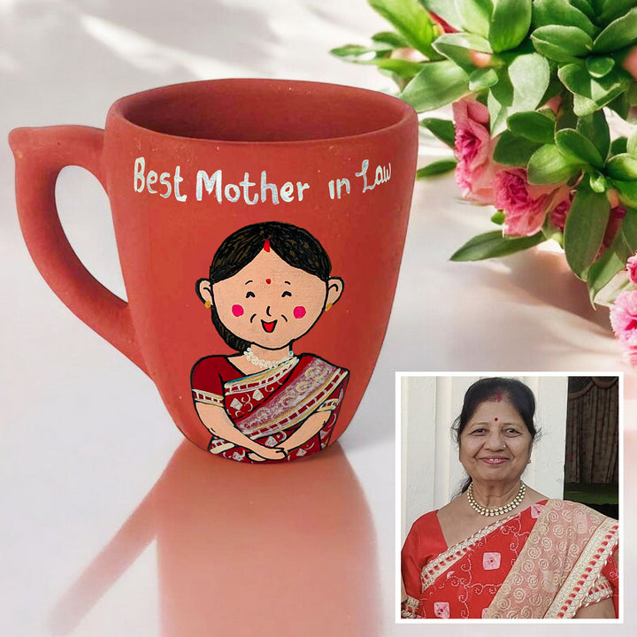 Handpainted Personalised 3D Terracotta Mug with Caricatures