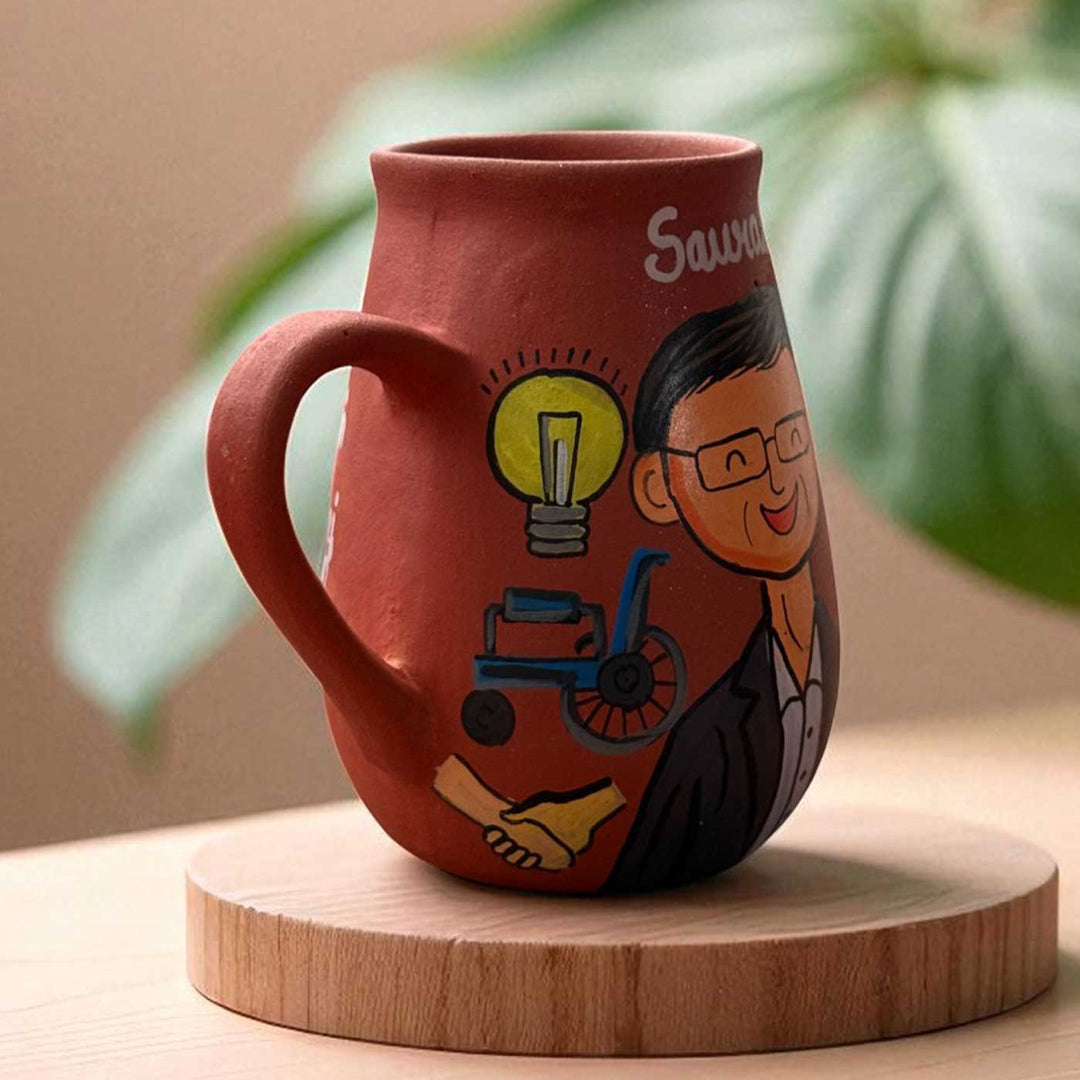 Handpainted Photo Personalized Hobby Theme Clay Mug With Doodles
