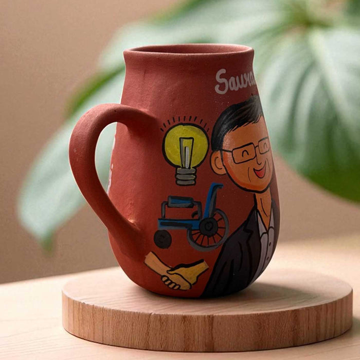 Handpainted Photo Personalized Hobby Theme Clay Mug With Doodles