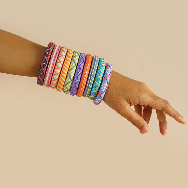 Multicolor Handcrafted Shravya Thread Bangles | Set of 10