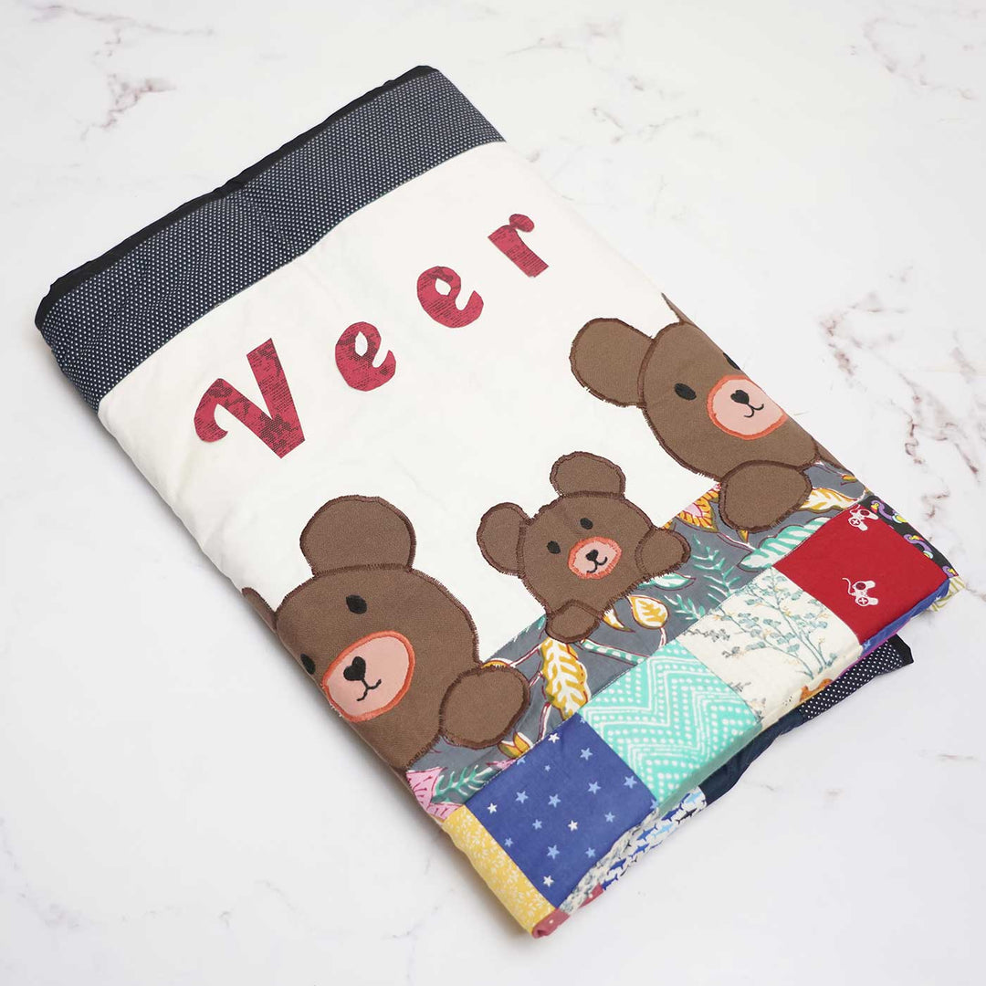 Personalized Bear Family Theme Cotton Quilt For Kids