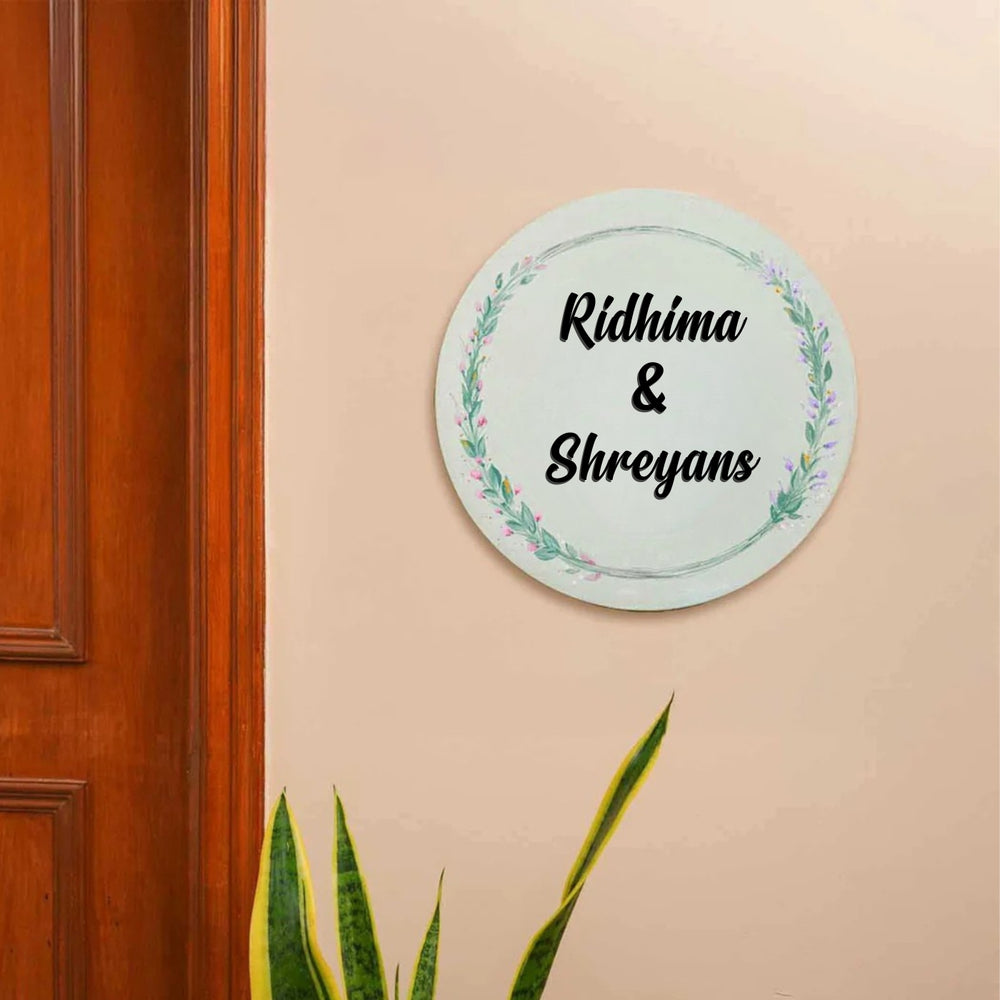 Personalized Floral Theme Mdf Wood Name Plate - Personalized Name Display on Wall
