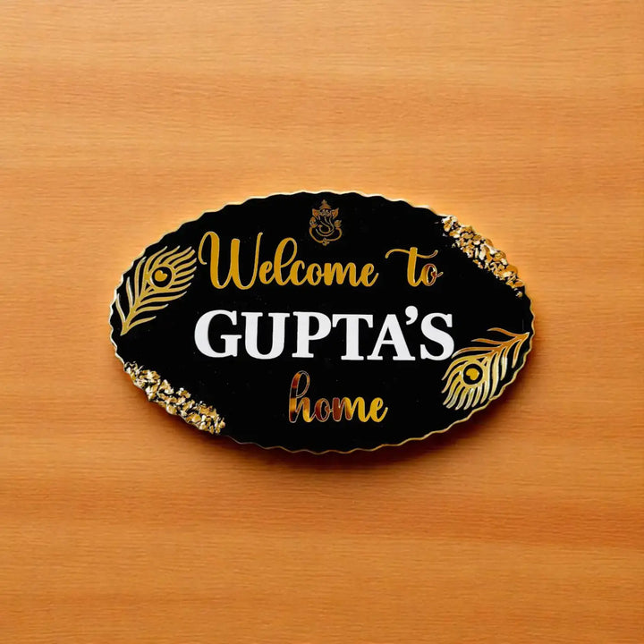 Personalized Oval Black Resin Name Plate