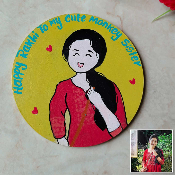 Photo Personalized Hand-Painted Sister Design Mdf Wood Fridge Magnet