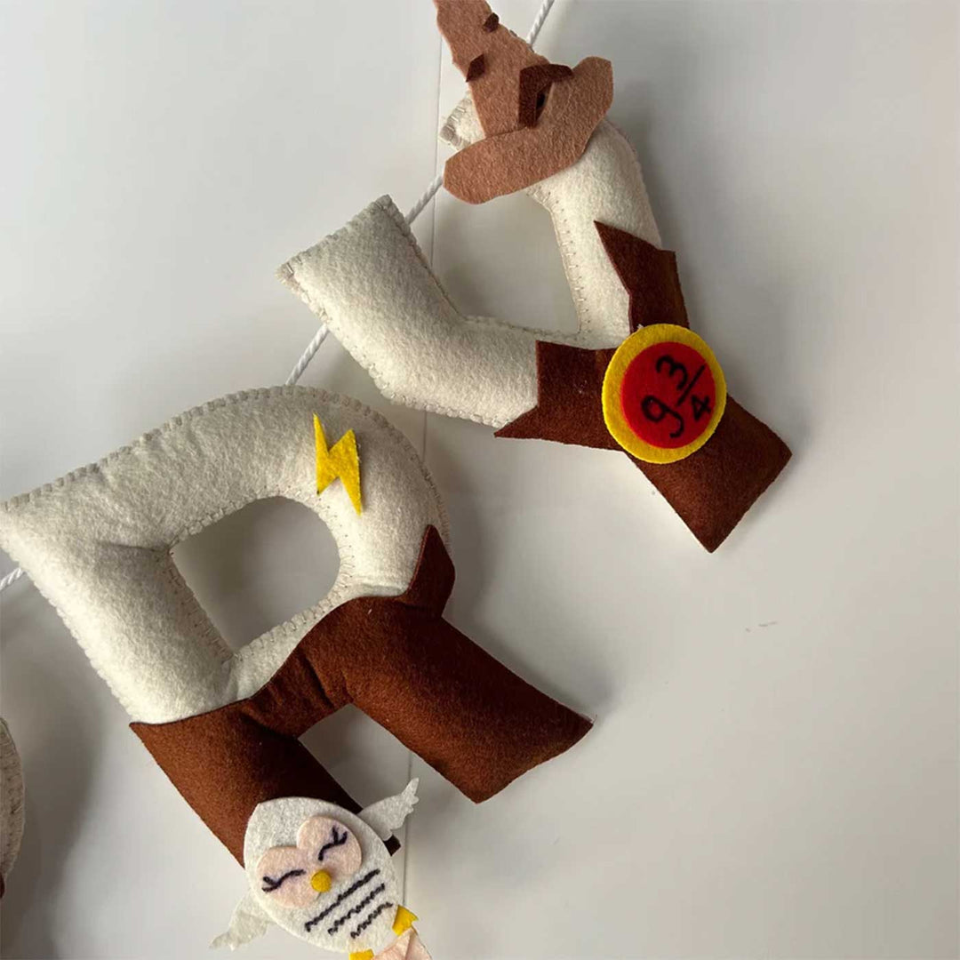 Personalized Hogwarts Hues Bunting Garland Felt Bunting Garland For Kids - Hanging Garland Close-up View