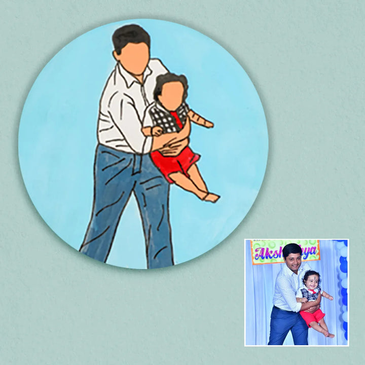 Photo Personalized Hand-Painted Happy Father Theme MDF Wood Fridge Magnet