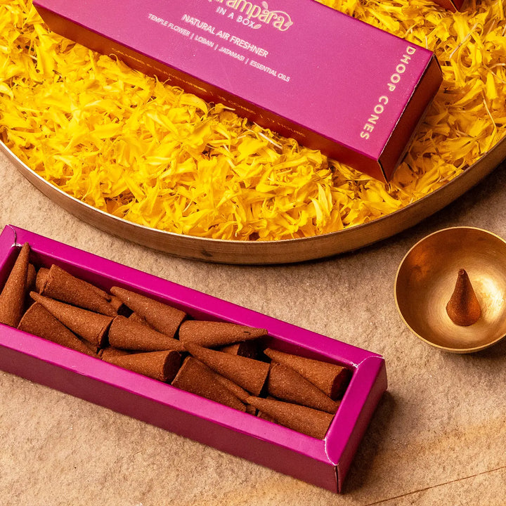 Five Senses in a Box Diwali Gift Hamper | Includes 1 Dry Fruits Jar, 1 Singing Bowl, 1 Jaap Mala, 1 Bouquet, 1 Dhoop Cones Pack