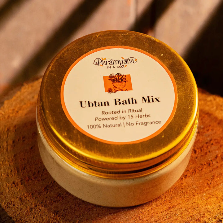 Wellness Diwali Gift Hamper | Includes 1 Ubtan Bath Mix, 1 Hair Oil Herb Mix, 1 Rose Water, 1 Kansa Foot Massager, 1 Urli Diya