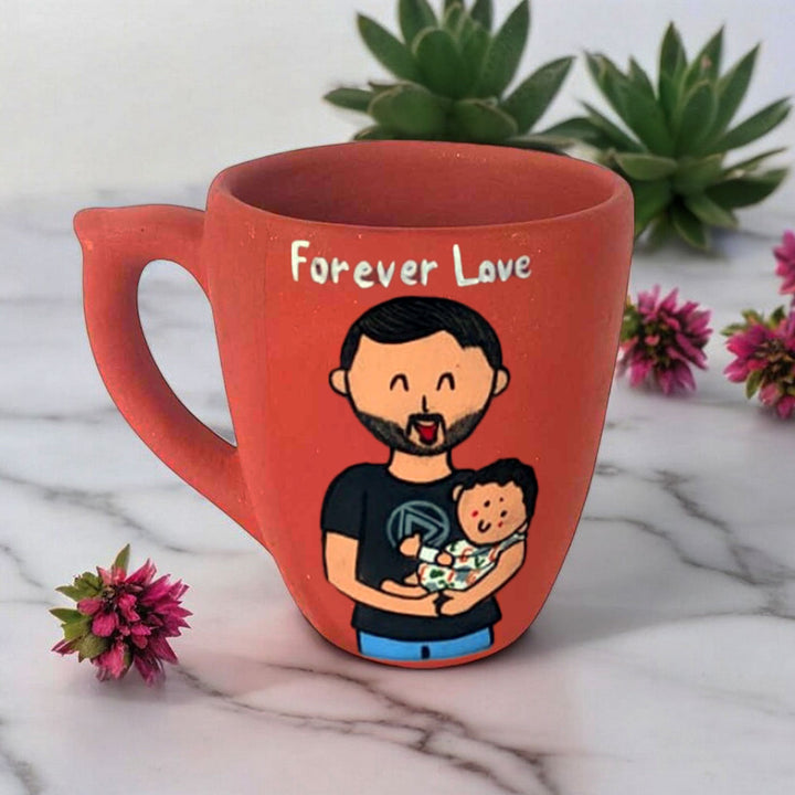 Handpainted Personalised 3D Terracotta Mug with Caricatures