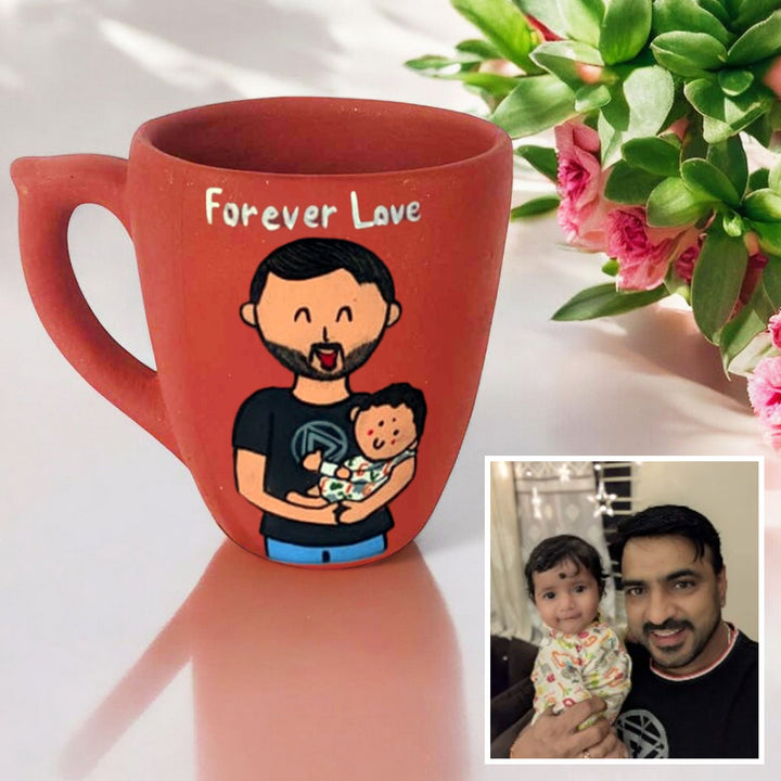Handpainted Personalised 3D Terracotta Mug with Caricatures